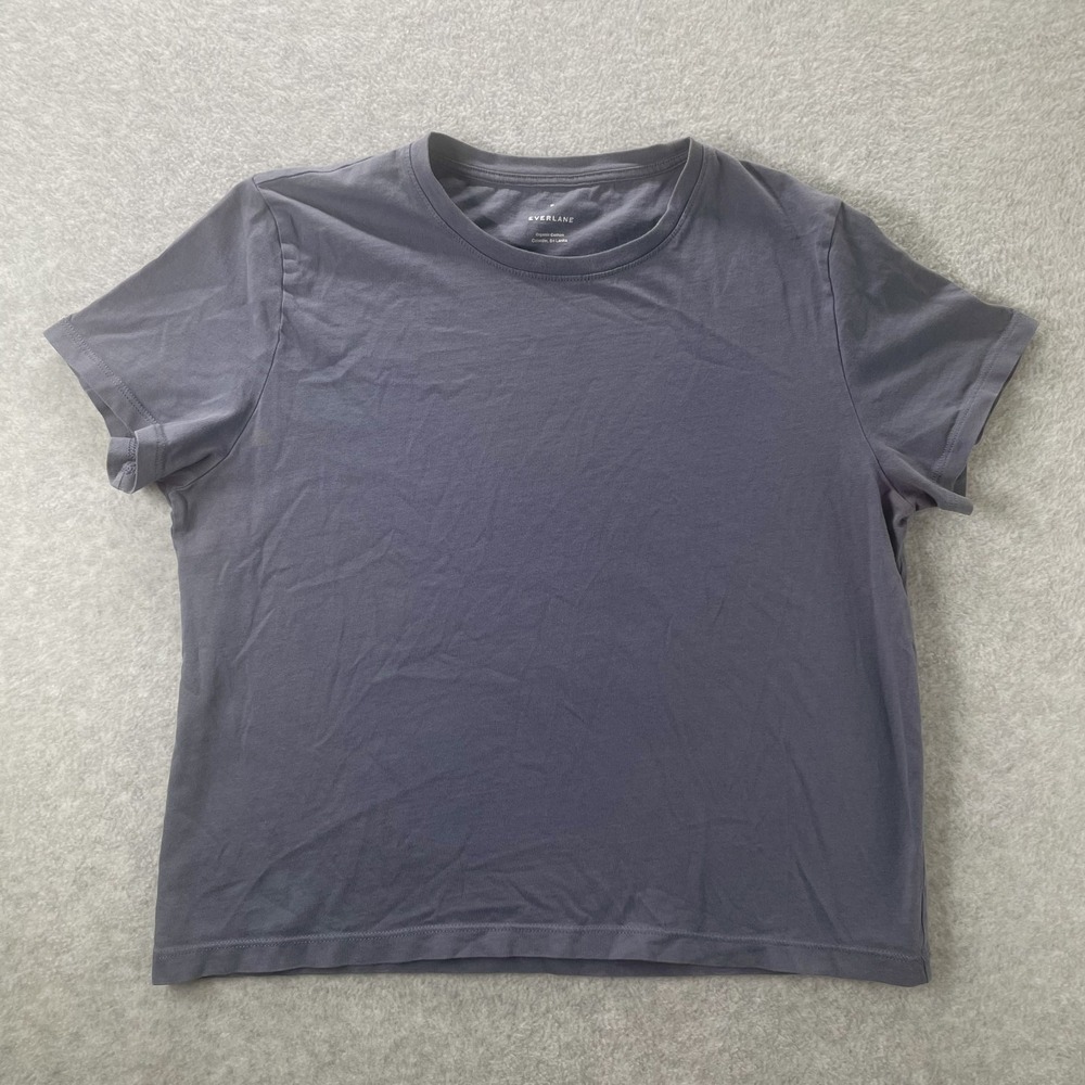 Everlane T-Shirt Women M Gray Blue Organic Cotton Crew Neck Casual Everyday Wear